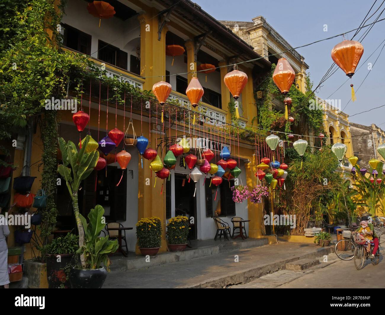 Vietnam, Quang Nam Province, Hoi An City, Old City listed at World Heritage site by Unesco, Street with lanterns Stock Photo
