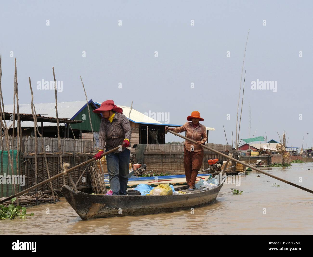 Floating Village on The Tonle Sap River, Siem Reap Province, Cambodia Stock Photo