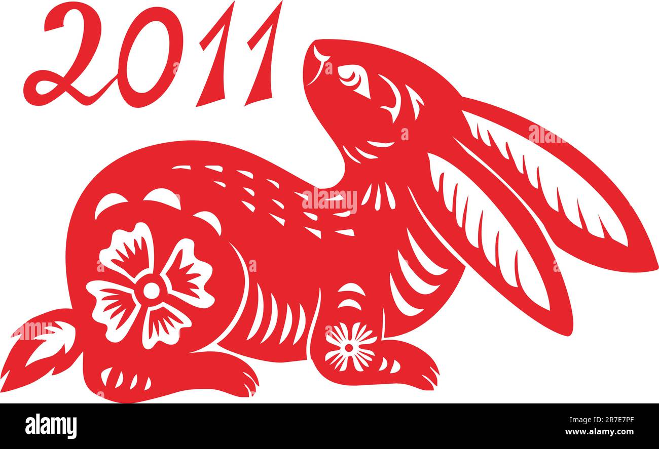 Chinese paper cut rabbit hi-res stock photography and images