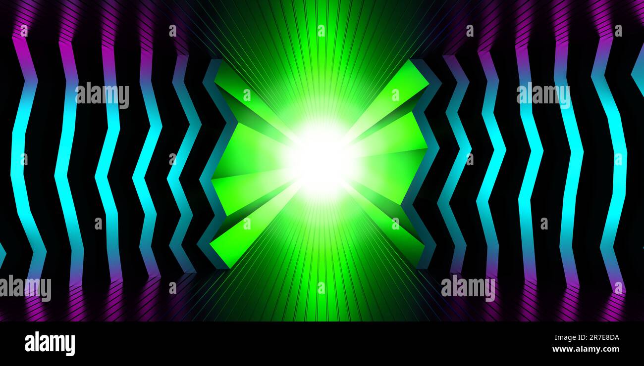 Background with abstract lines of green light. 3d render Stock Photo ...