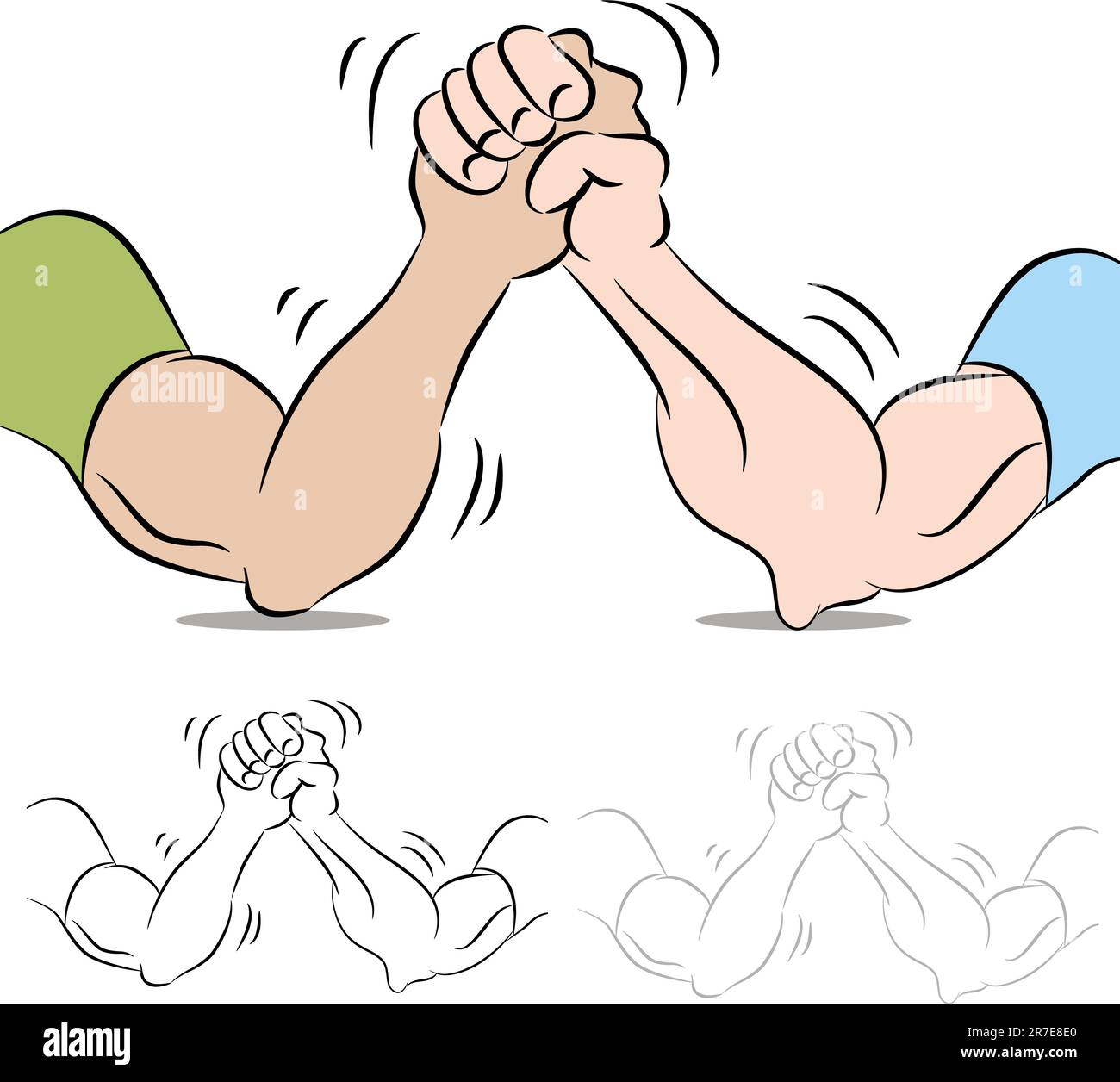 An image of a two people arm wrestling. Stock Vector