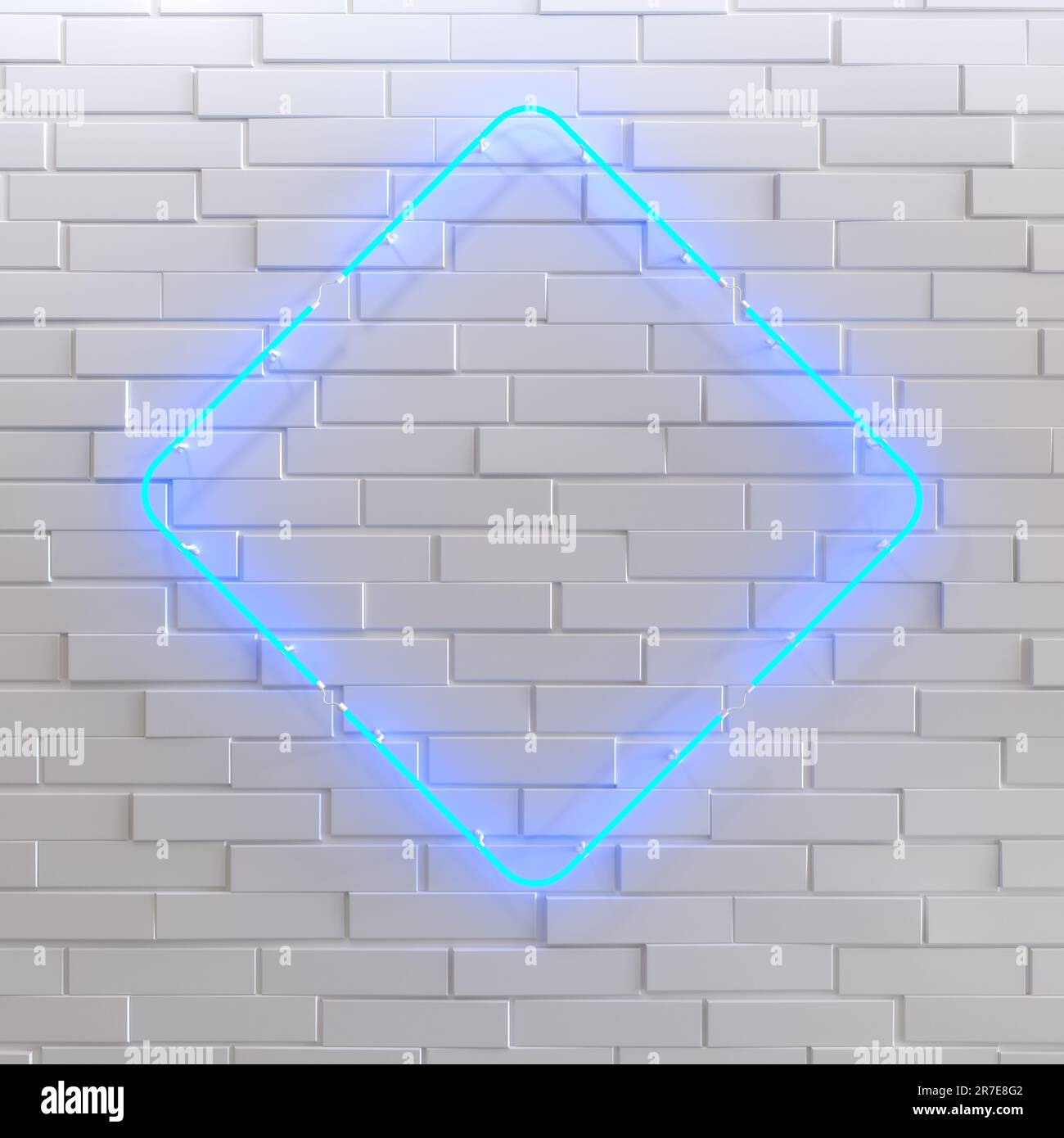 Brick wall illuminated with neon blue light. Abstract background. Light ...