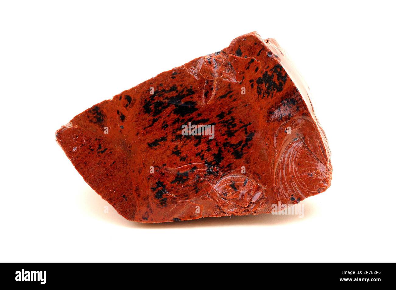 Mahogany obsidian sample. The obsidian is a volcanic glass formed as an extrusive igneous rock. Mexico Stock Photo