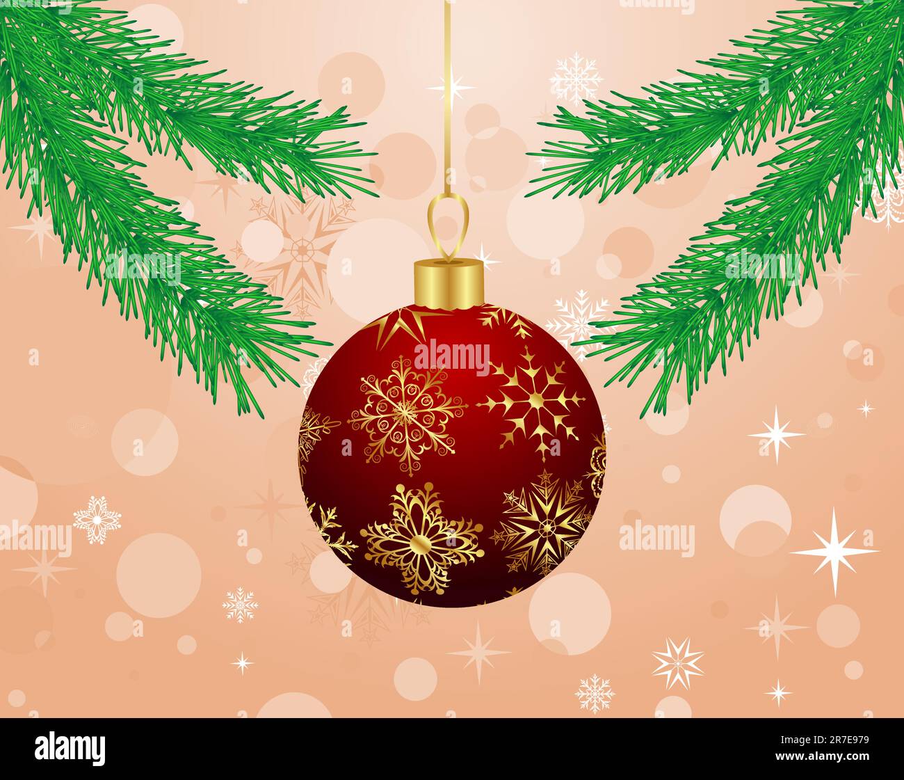 Illustration Christmas background with branch and ball - vector Stock ...
