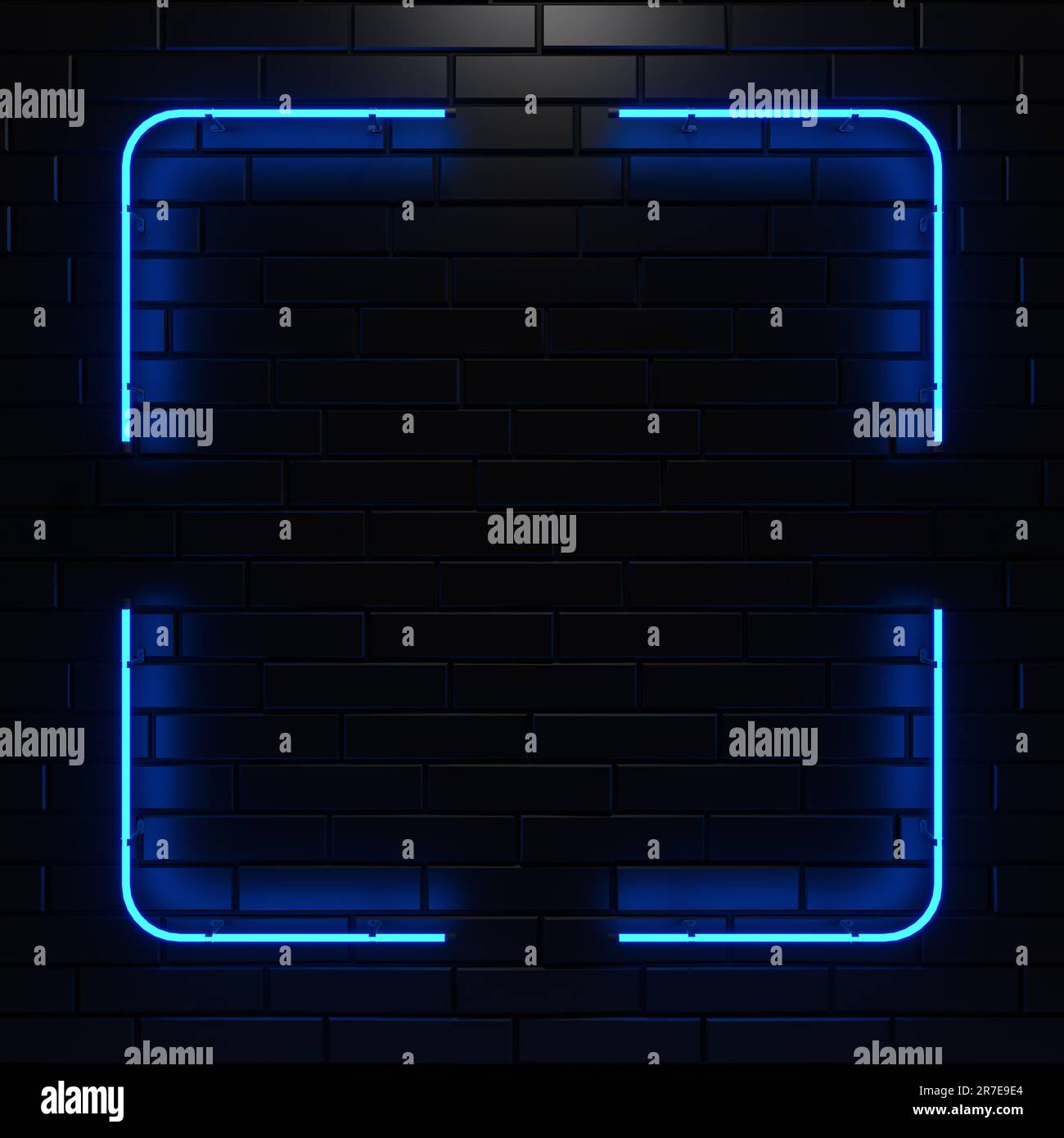 Neon Glowing Rectangle Frame Shaped Lines Tubes Blue Colored Lights On ...