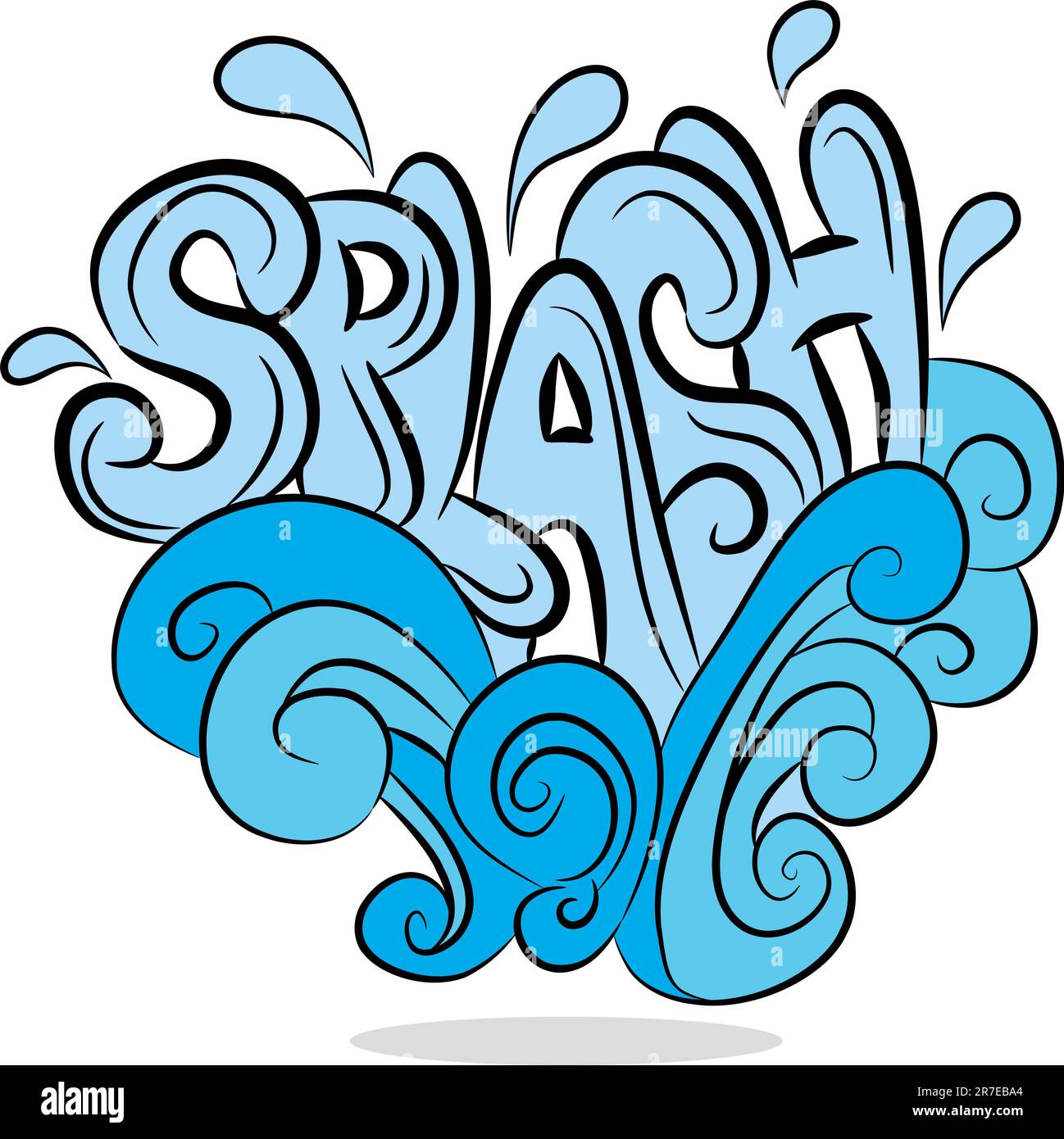 An image of a water splash sound effect text. Stock Vector