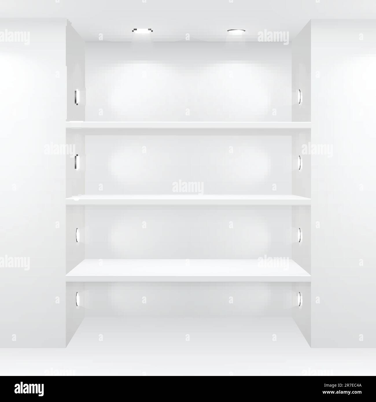 Gallery Interior with empty shelves. Vector illustration. Stock Vector
