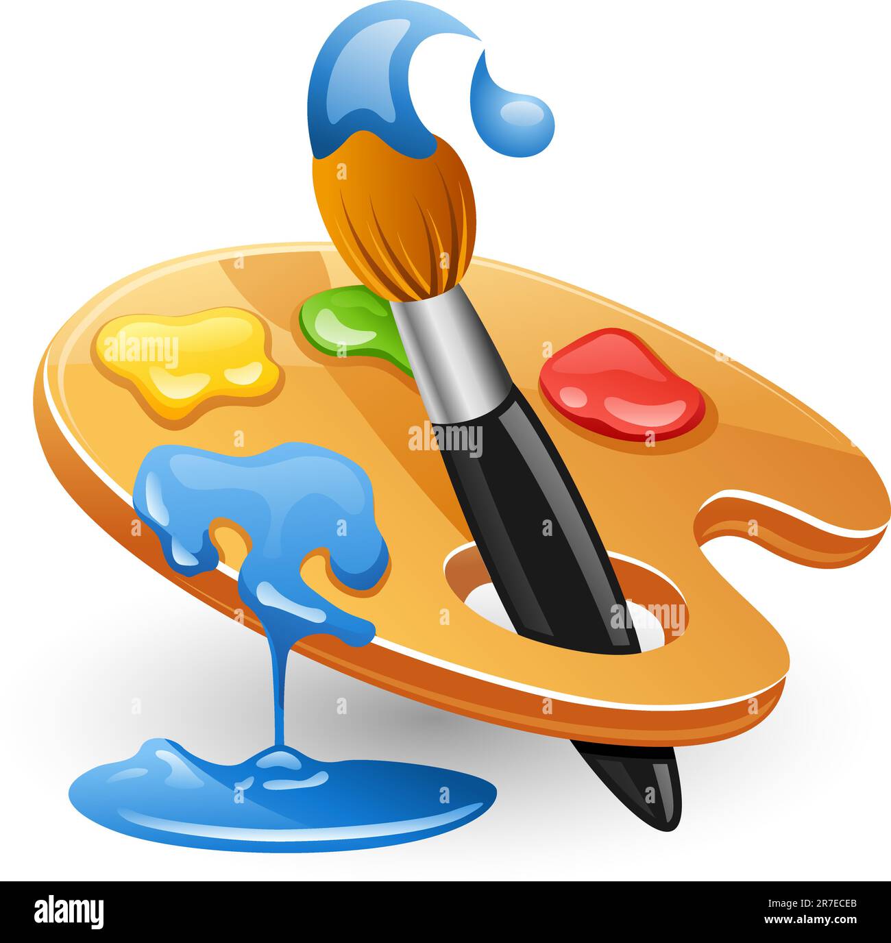 Palette and paintbrush. Isolated on white background Stock Vector Image