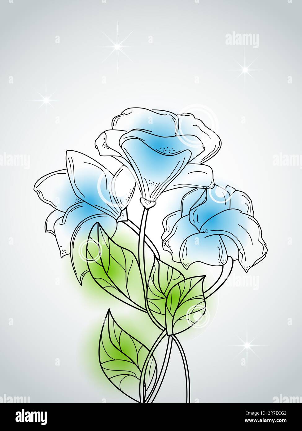 Vector picture with blue flowers Stock Vector Image & Art Alamy