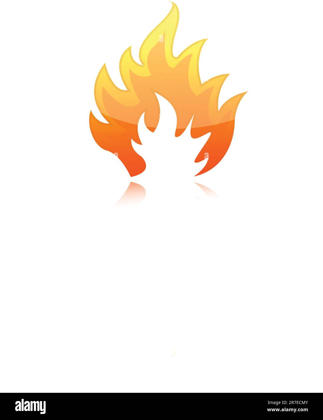 Illustration of fire flames isolated over a white background. Stock Vector
