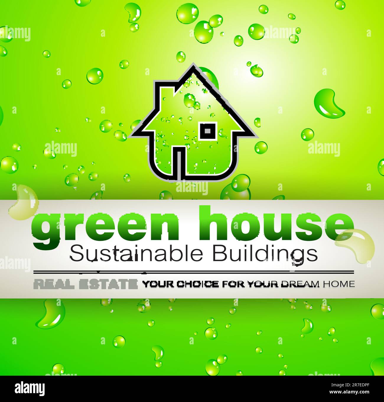 Green Real Estate water drops background for advertising of available