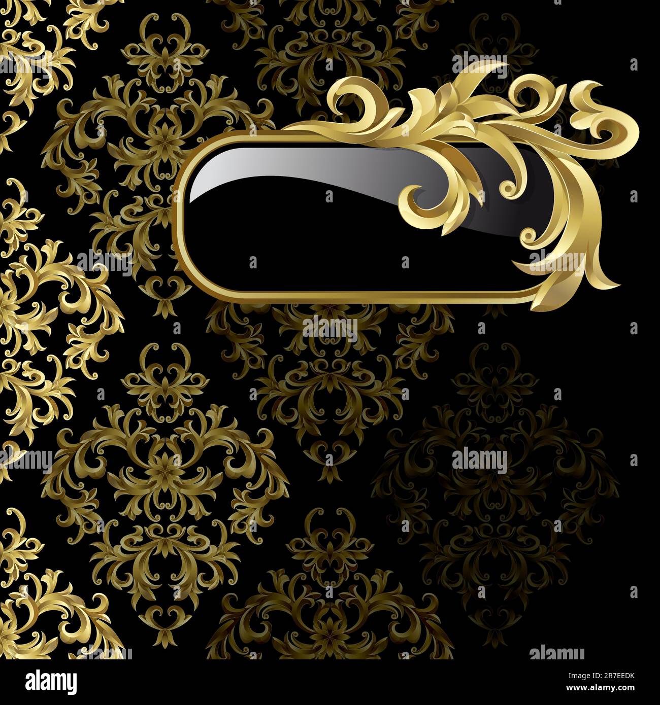 Black background with gold frame from abstract plant Stock Vector Image ...