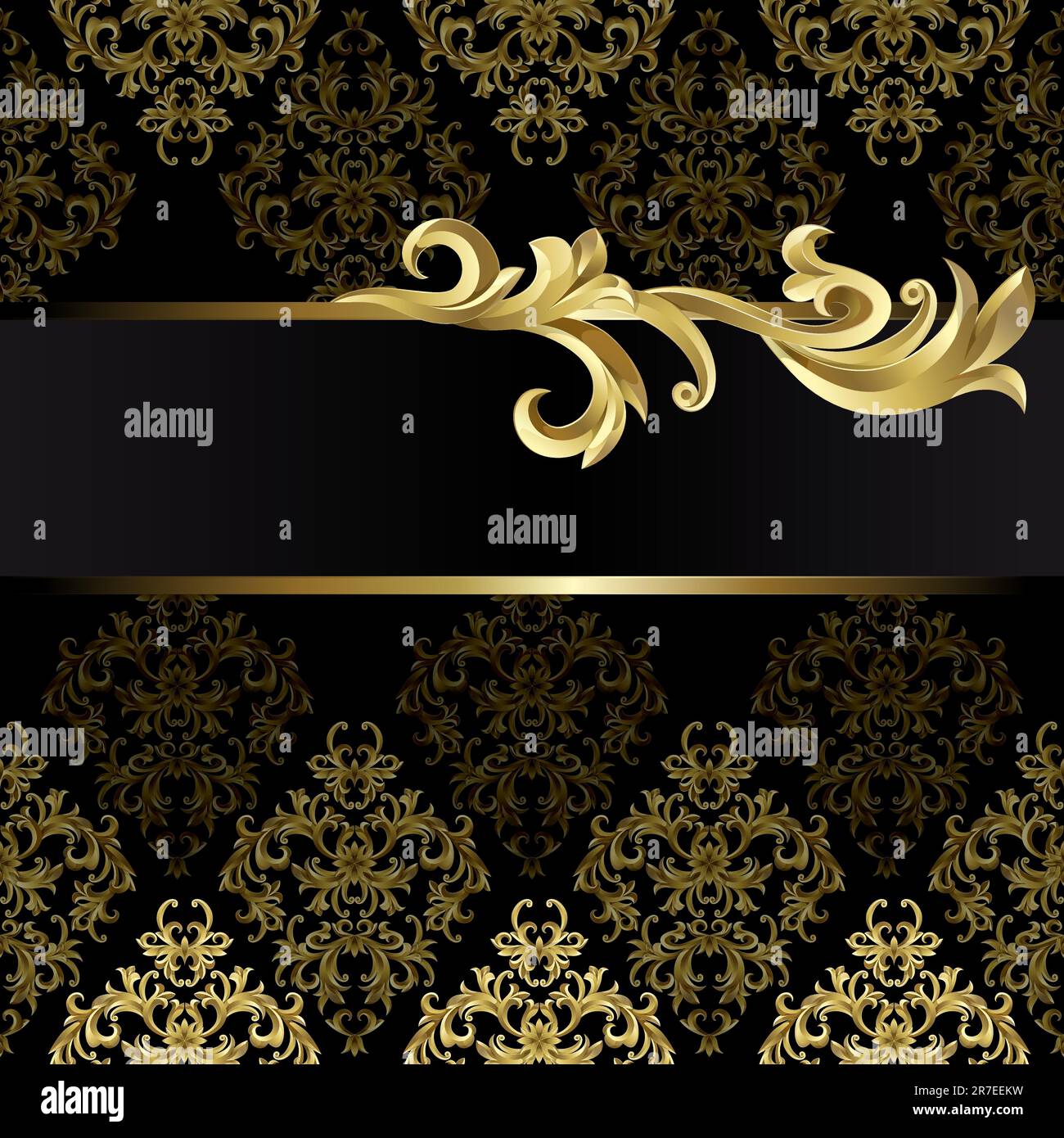 Black background with gold frame from abstract plant Stock Vector Image ...