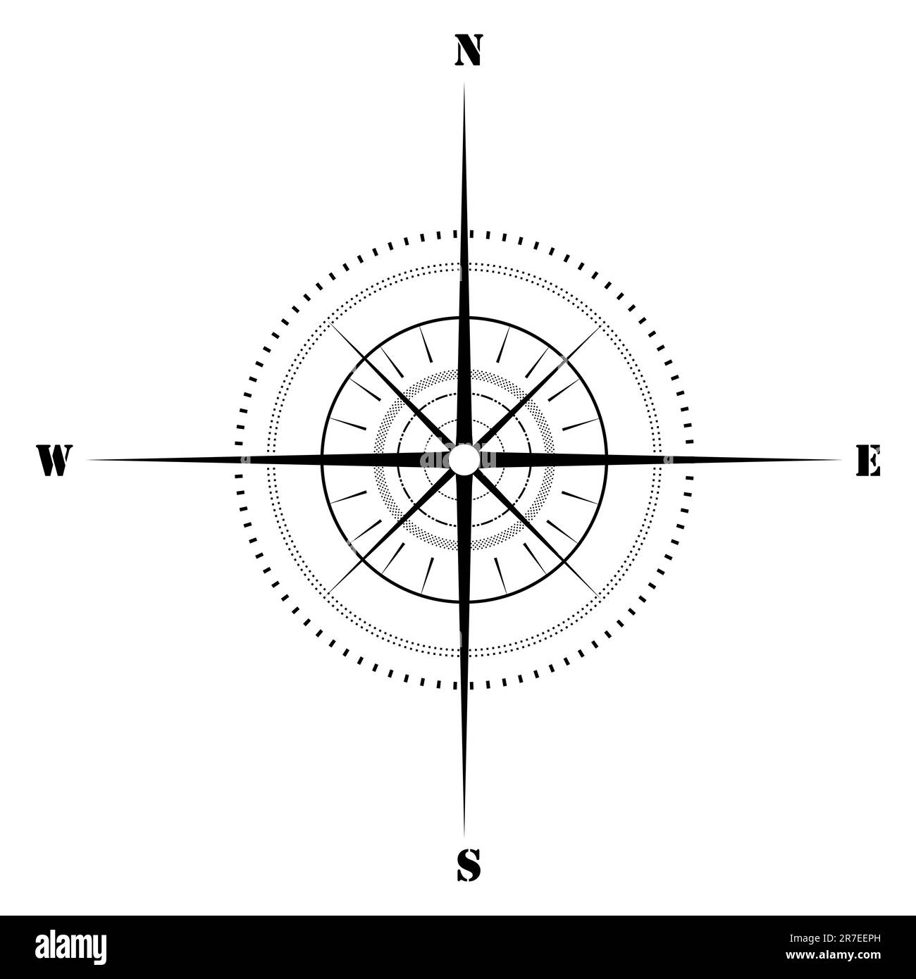 illustration of sketchy compass on isolated background Stock Vector