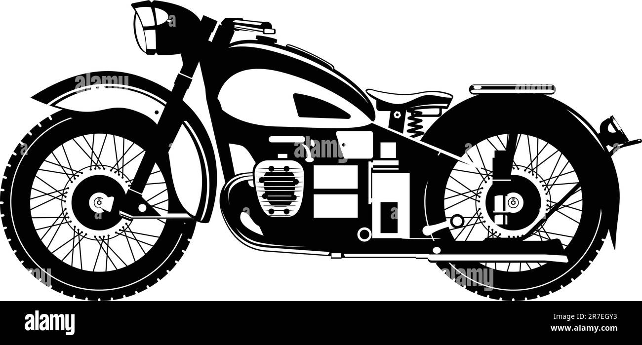 Vector black and white illustration of motorcycle. Stock Vector