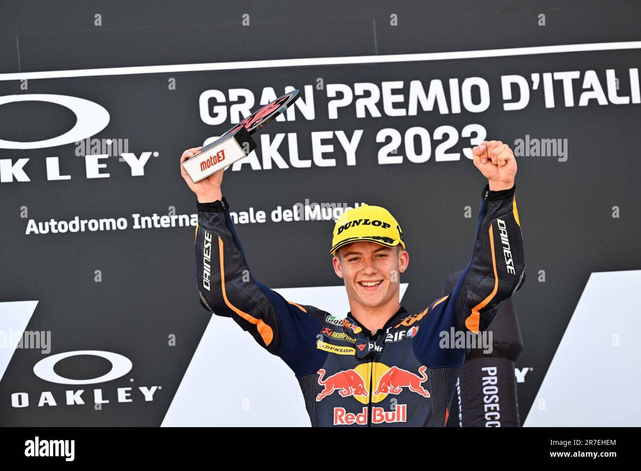 Mugello, Italy. 11th June, 2023. Races of MotoGP Oakley Grand Prix of  Italia at Mugello Circuit, Mugello, Italy, June 11 2023 In picture: Moto3™  Daniel Holgado Carreras del Gran Premio Oakley de