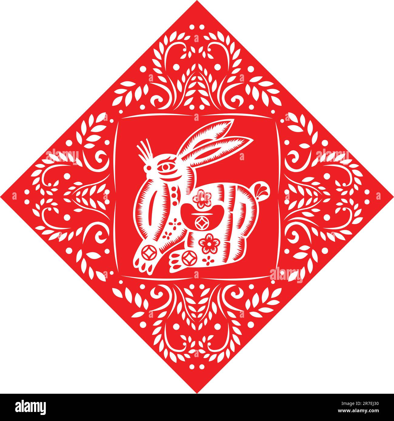 Chinese Paper Cut Rabbit Chinese style of paper cut for year of the rabbit Stock Vector Image ...