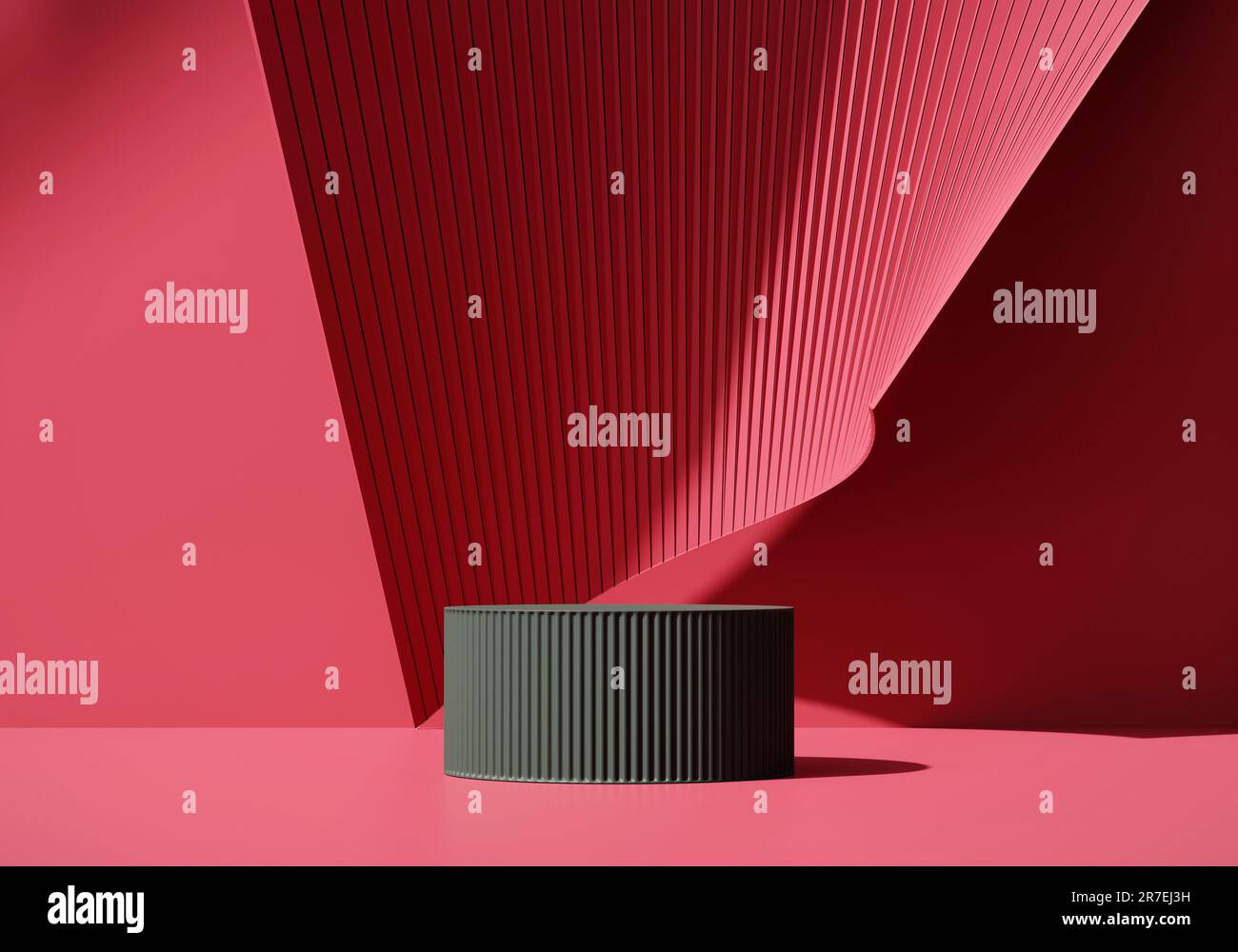 3D rendering abstract red platform podium product presentation ...