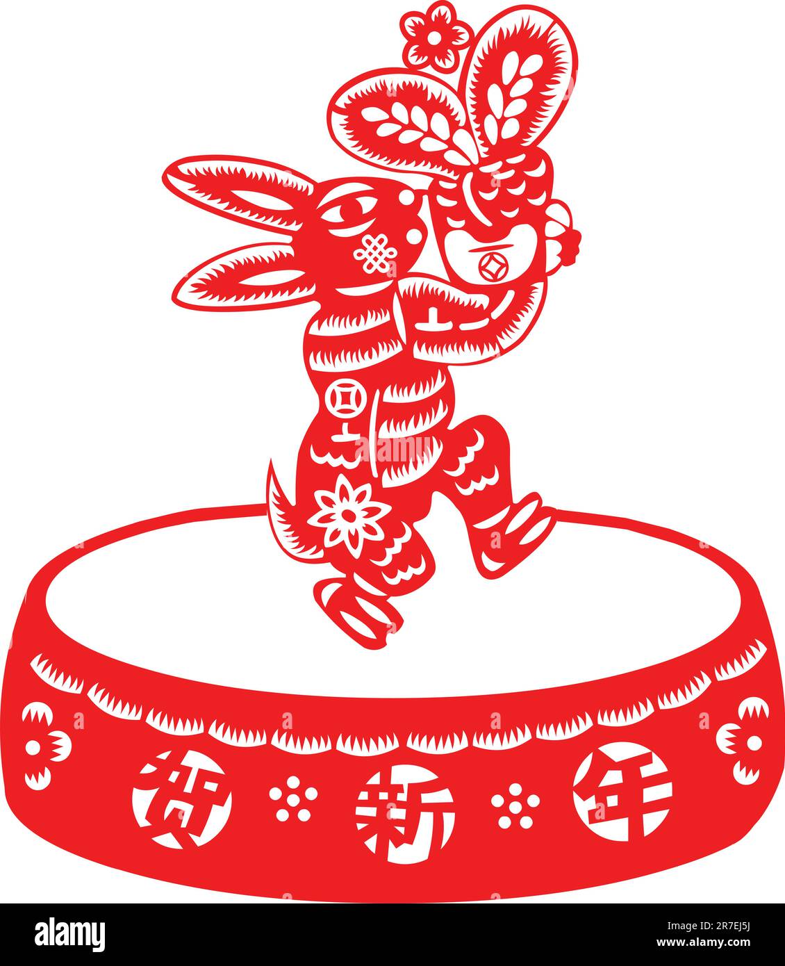 Chinese Paper Cut Rabbit Chinese style of paper cut for year of the rabbit Stock Vector Image ...