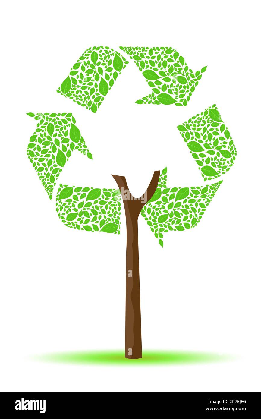 illustration of recycle tree on white background Stock Vector