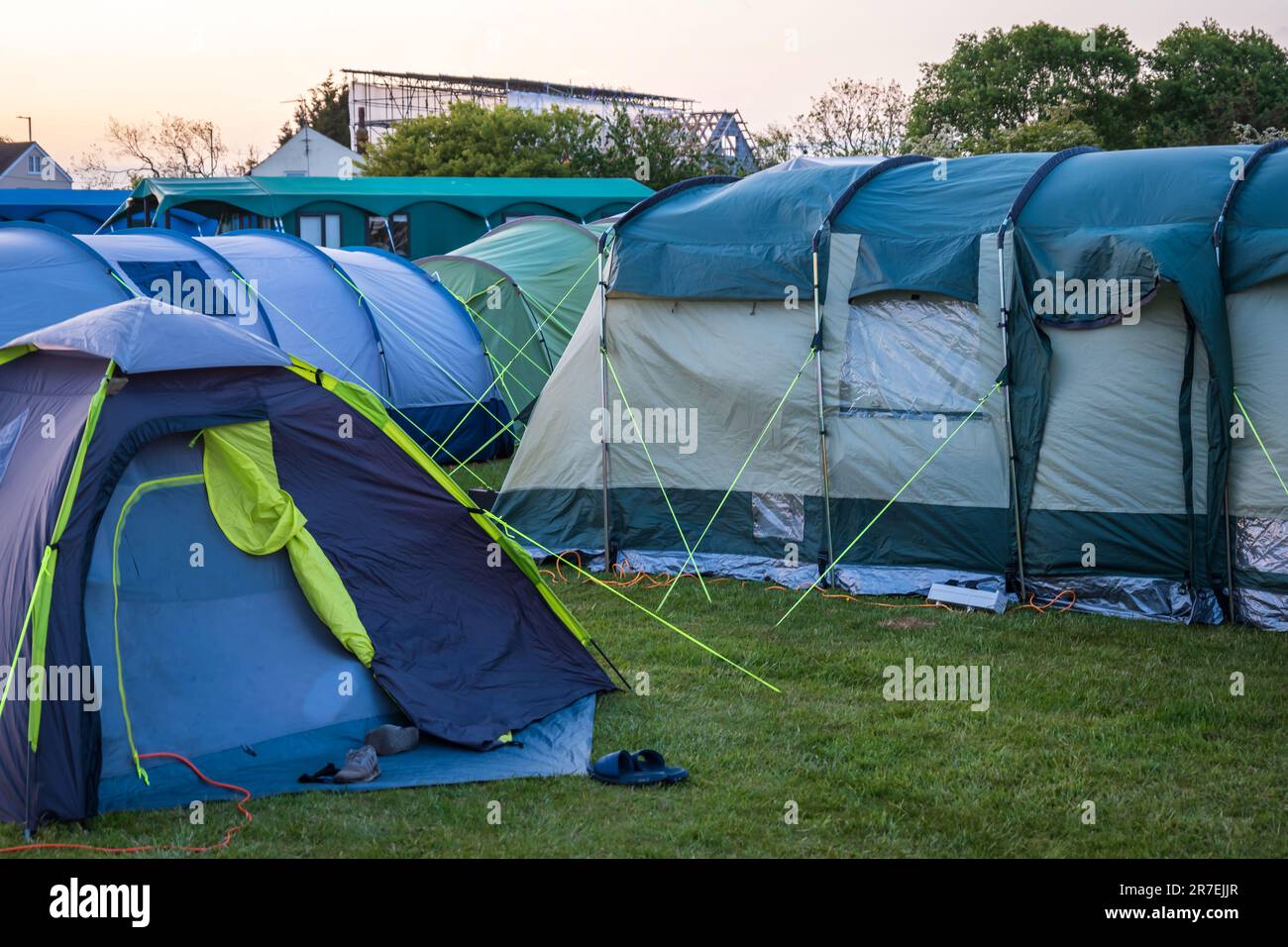 Tents at camping site in england uk Stock Photo - Alamy