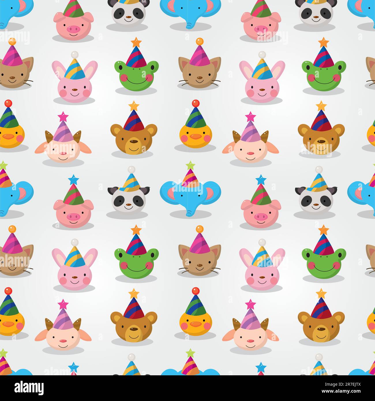 Cartoon party animal head seamless pattern Stock Vector