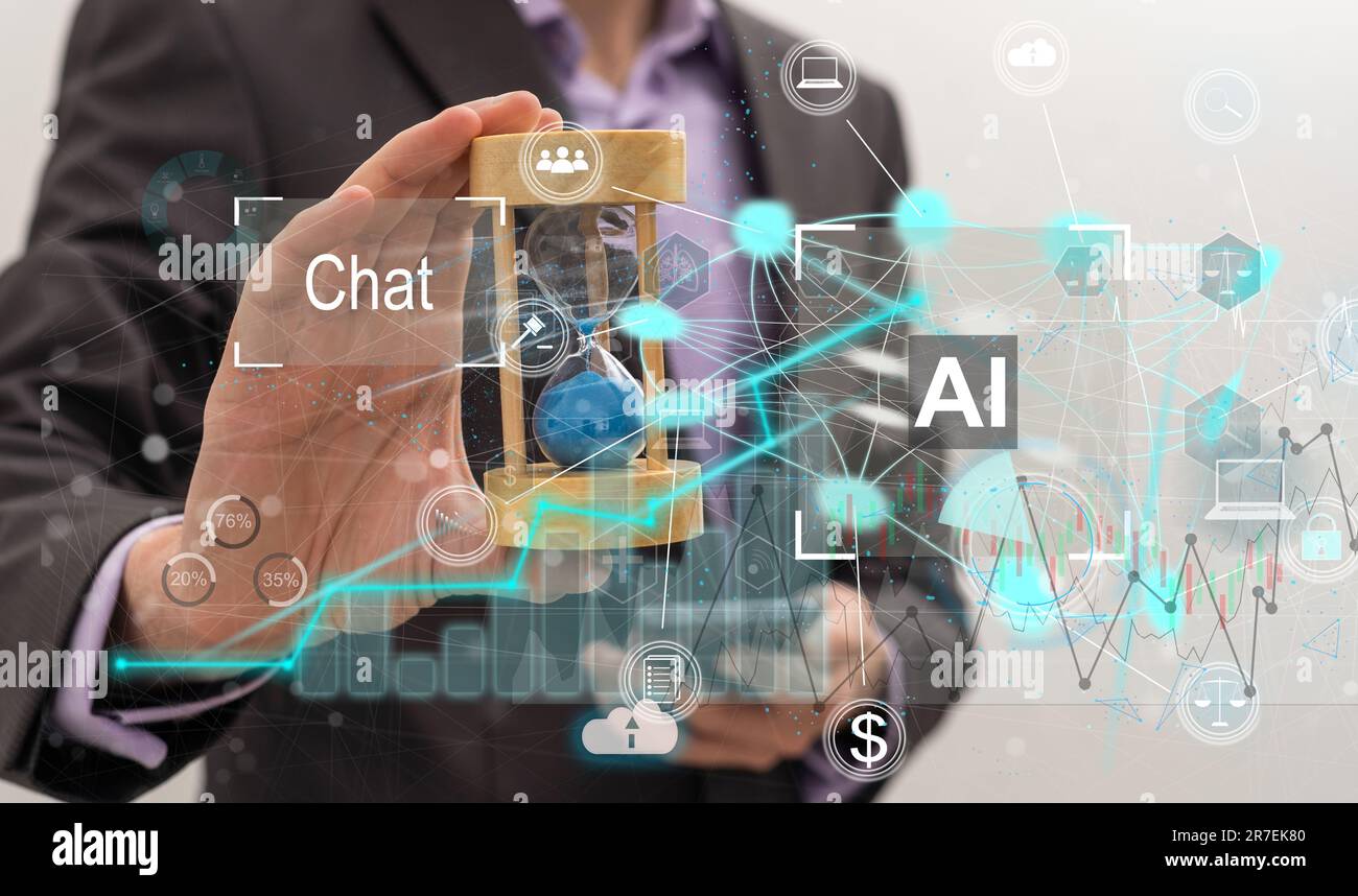 Businessman touching the brain working of Artificial Intelligence (AI ...