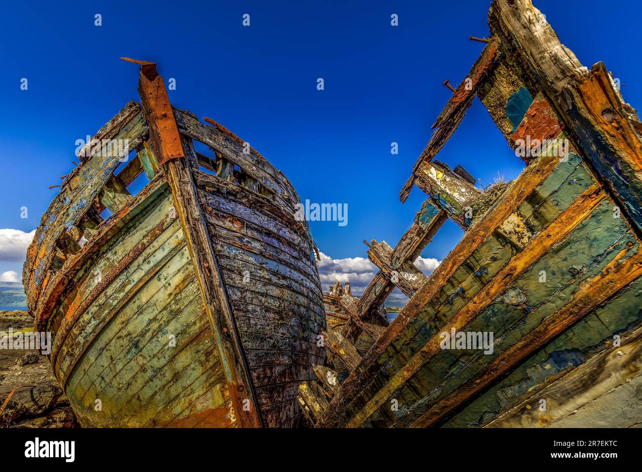 The old wooden fishing boats on the Isle of Mull Stock Photo - Alamy