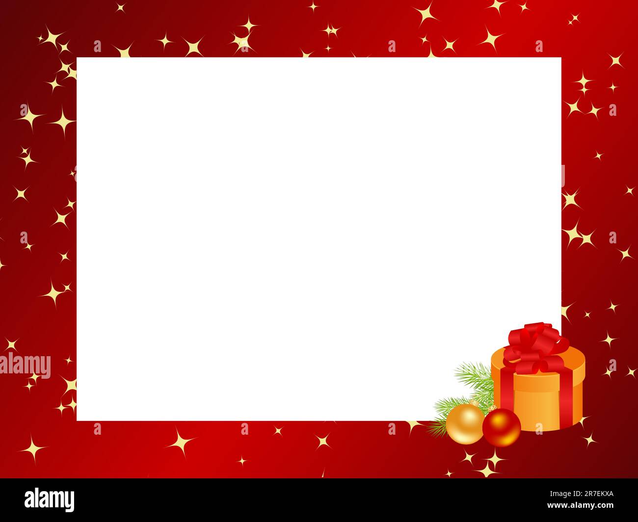 Red frame with christmas decorations. Vector illustration, isolated on ...