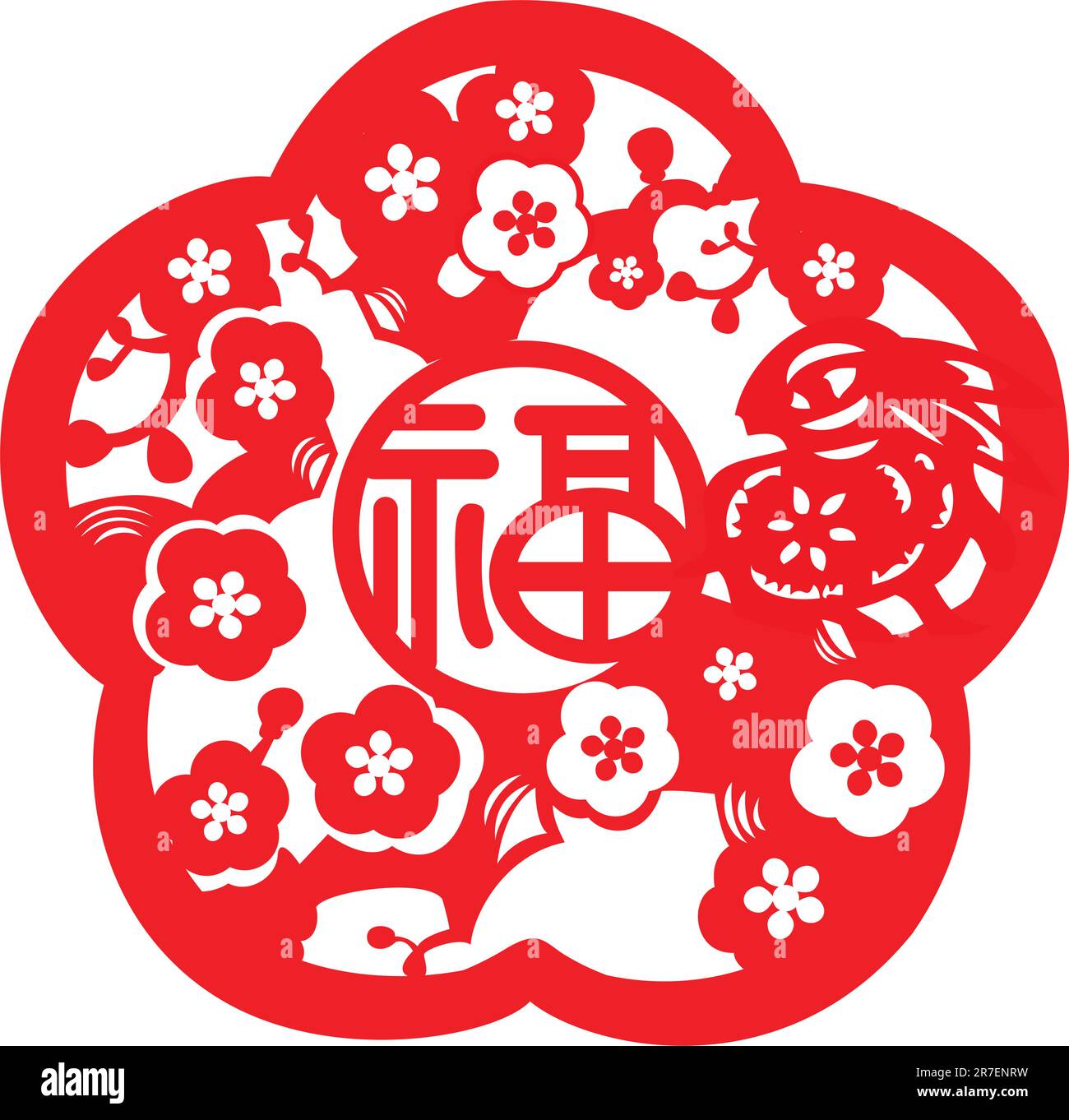 Chinese style of papercut art for year of the rabbit