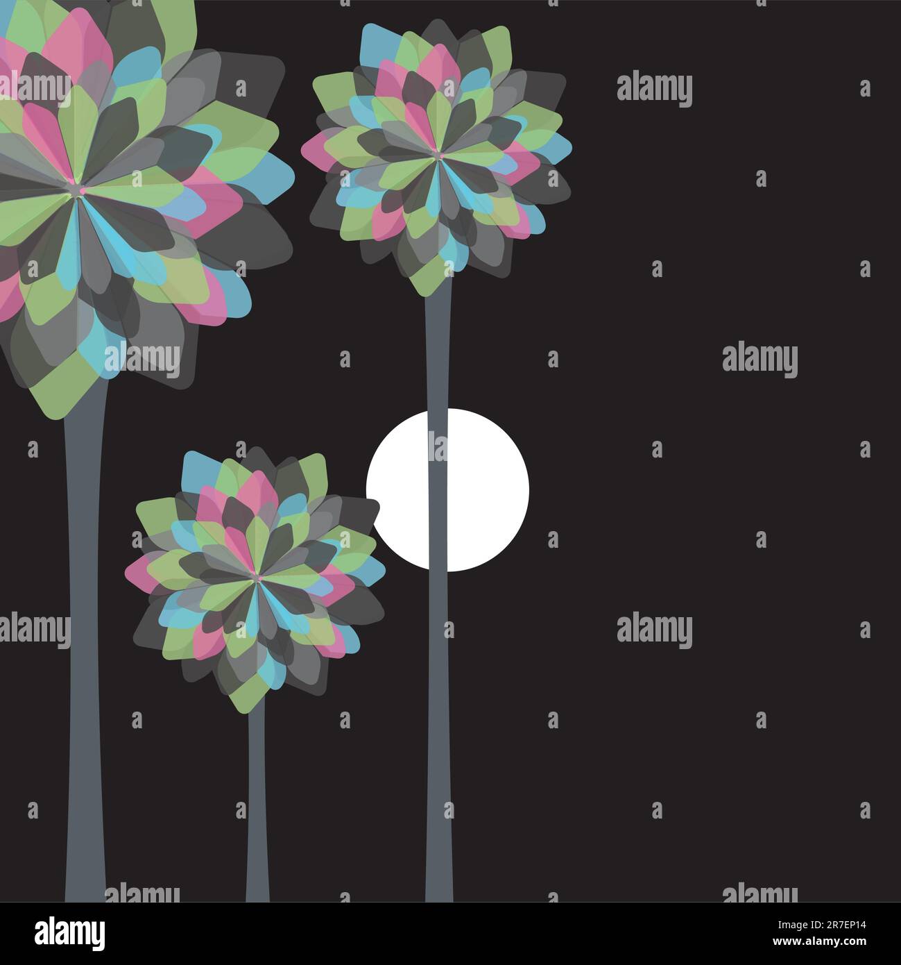 card design with stylized trees and text. vector illustration card ...
