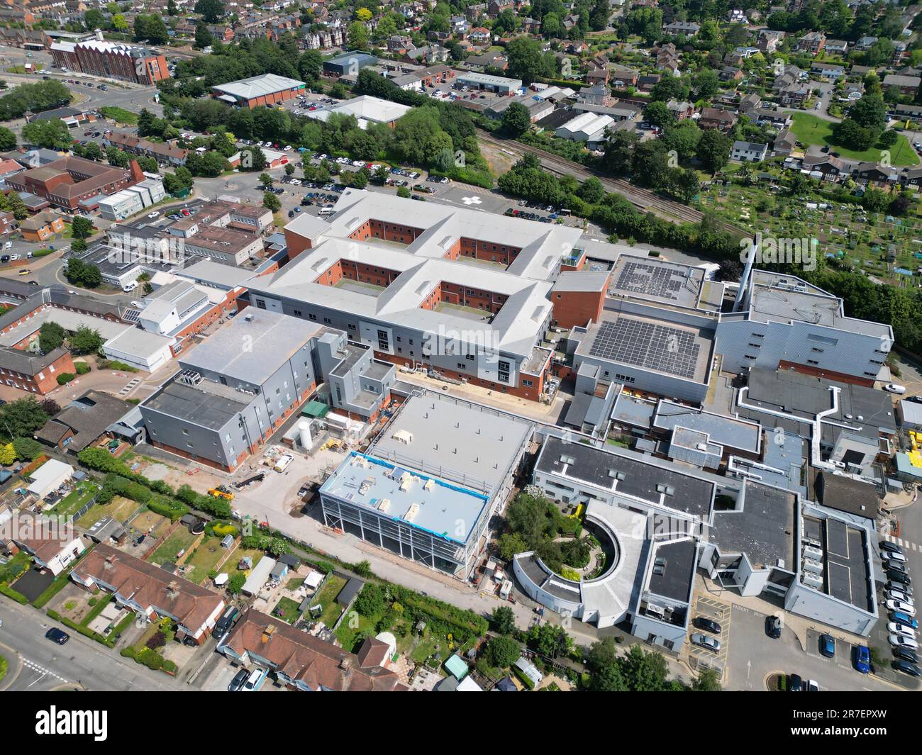 Hereford County Hospital aerial view of main hospital in Herefordshire