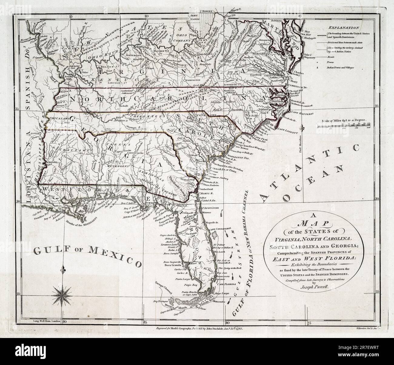 A map of the states of Virginia, North Carolina, South Carolina and