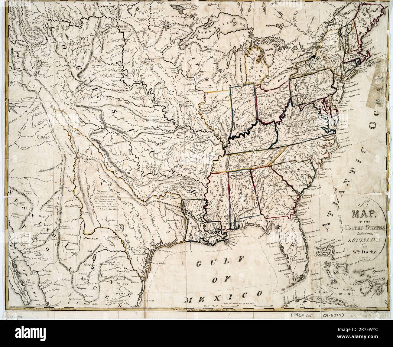 A map of the United States including Louisiana. Kirk & Mercein (Publisher) Darby, William (1775