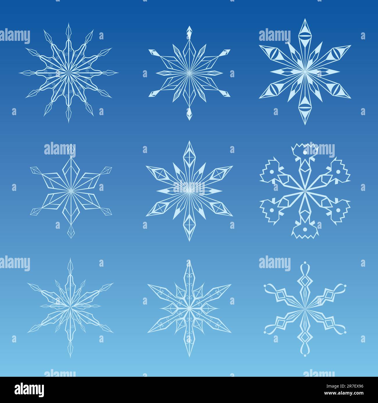 vector illustration of snowflake icon set on blue background for your ...
