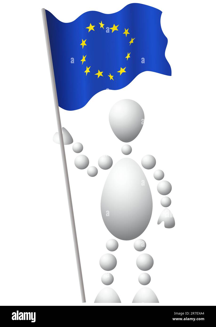 Man with Euro-Union flag. Abstract 3d-human series from balls. Variant of white isolated on white background. A fully editable vector illustration ... Stock Vector