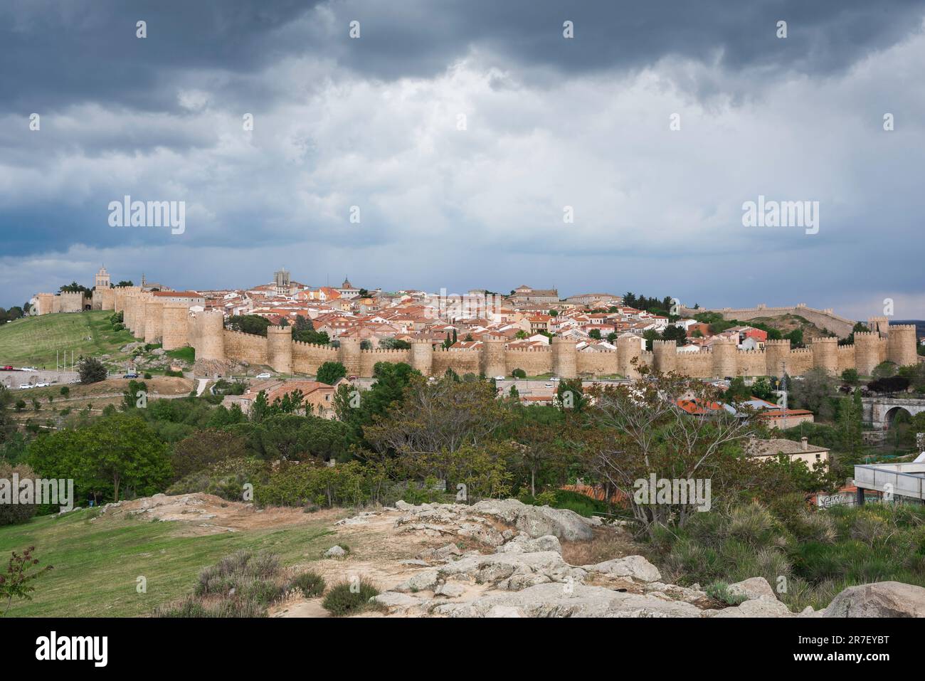 Avila Spain, view of the famous medieval walled city of Avila in central Spain. Stock Photo