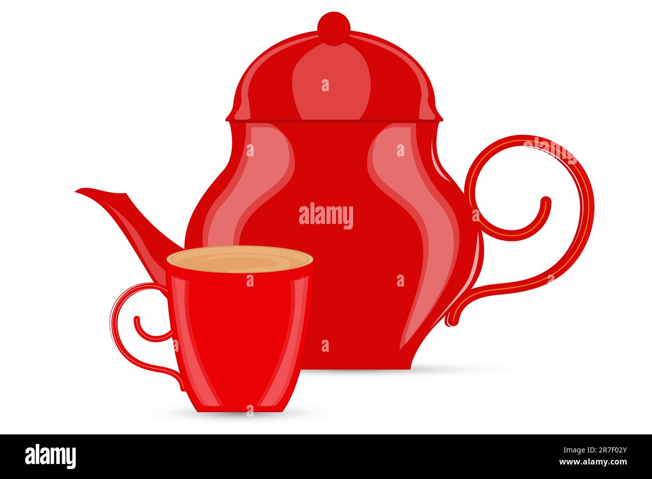 illustration of abstract coffee pots on white background Stock Vector
