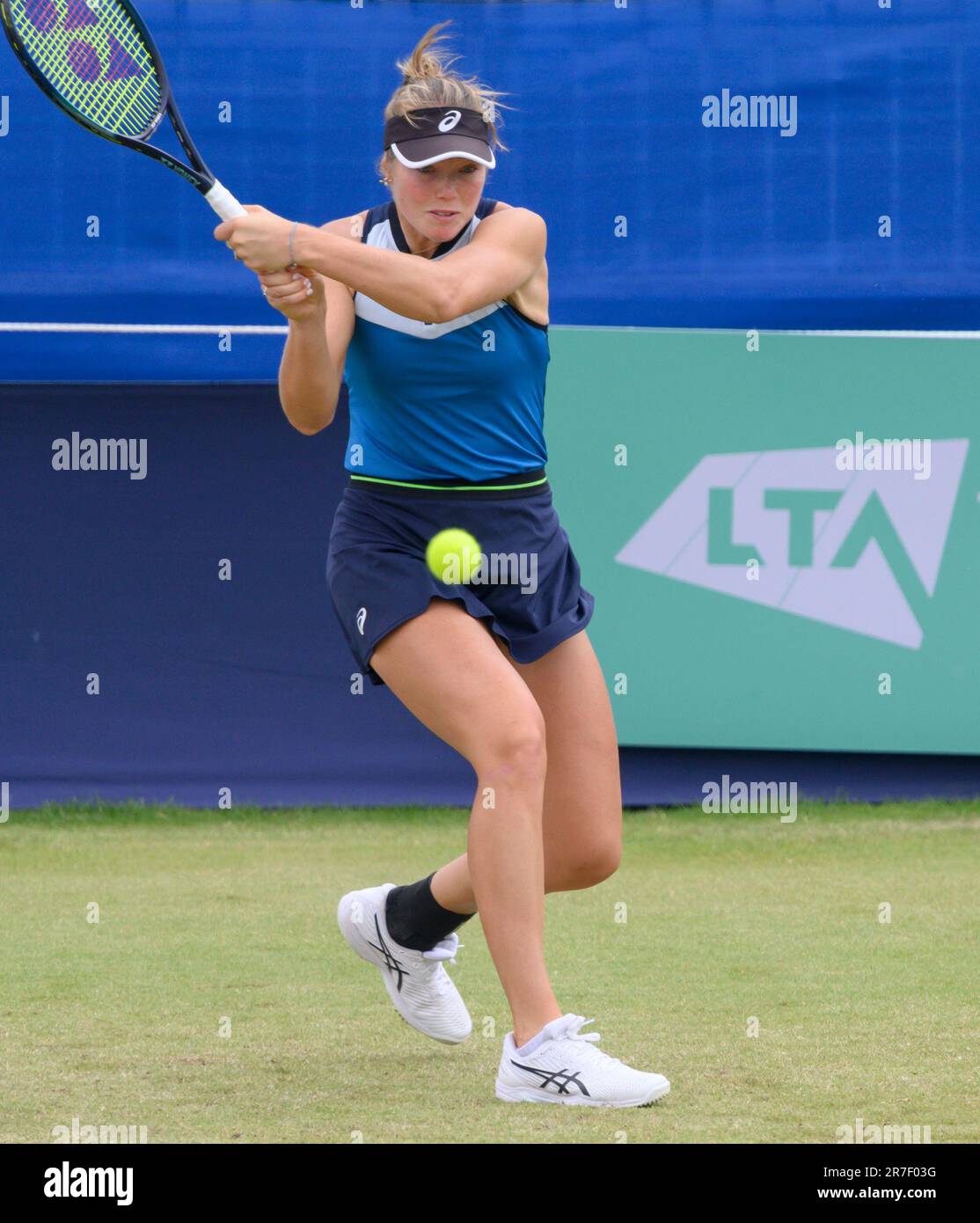 Olivia Gadecki (AUS) playing in the first round at the Surbiton Trophy