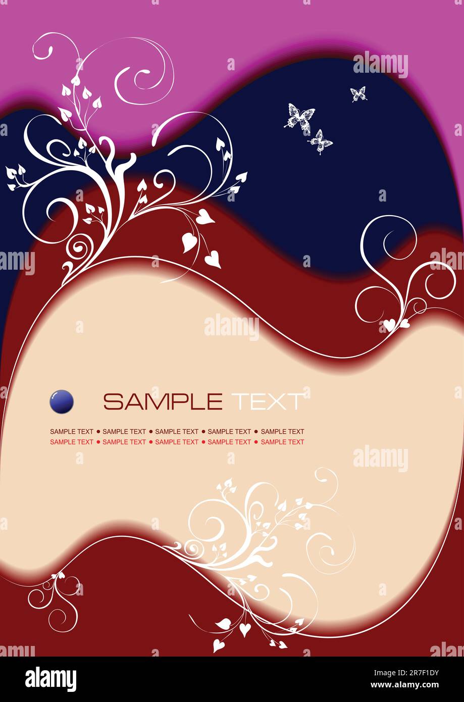 Floral background with small butterflies. Vector illustration Stock ...