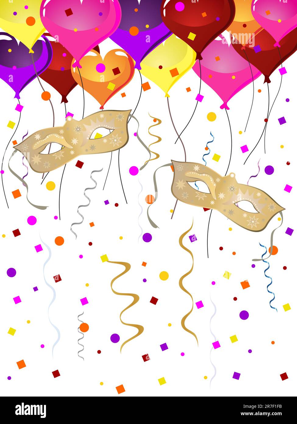 vector eps 10 illustration of balloons and masks on a colorful