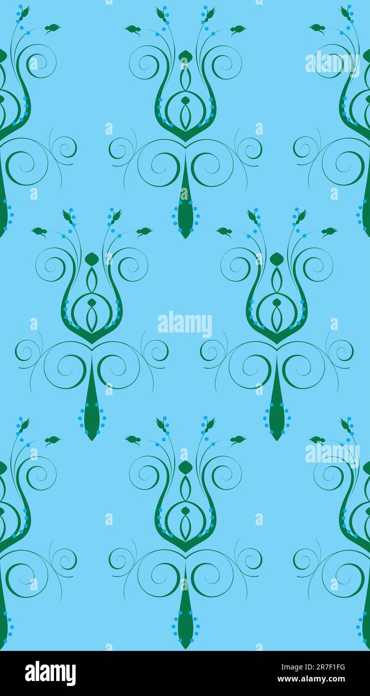 Vector Illustration of seamless background. Blue Green Abstract Flower ...