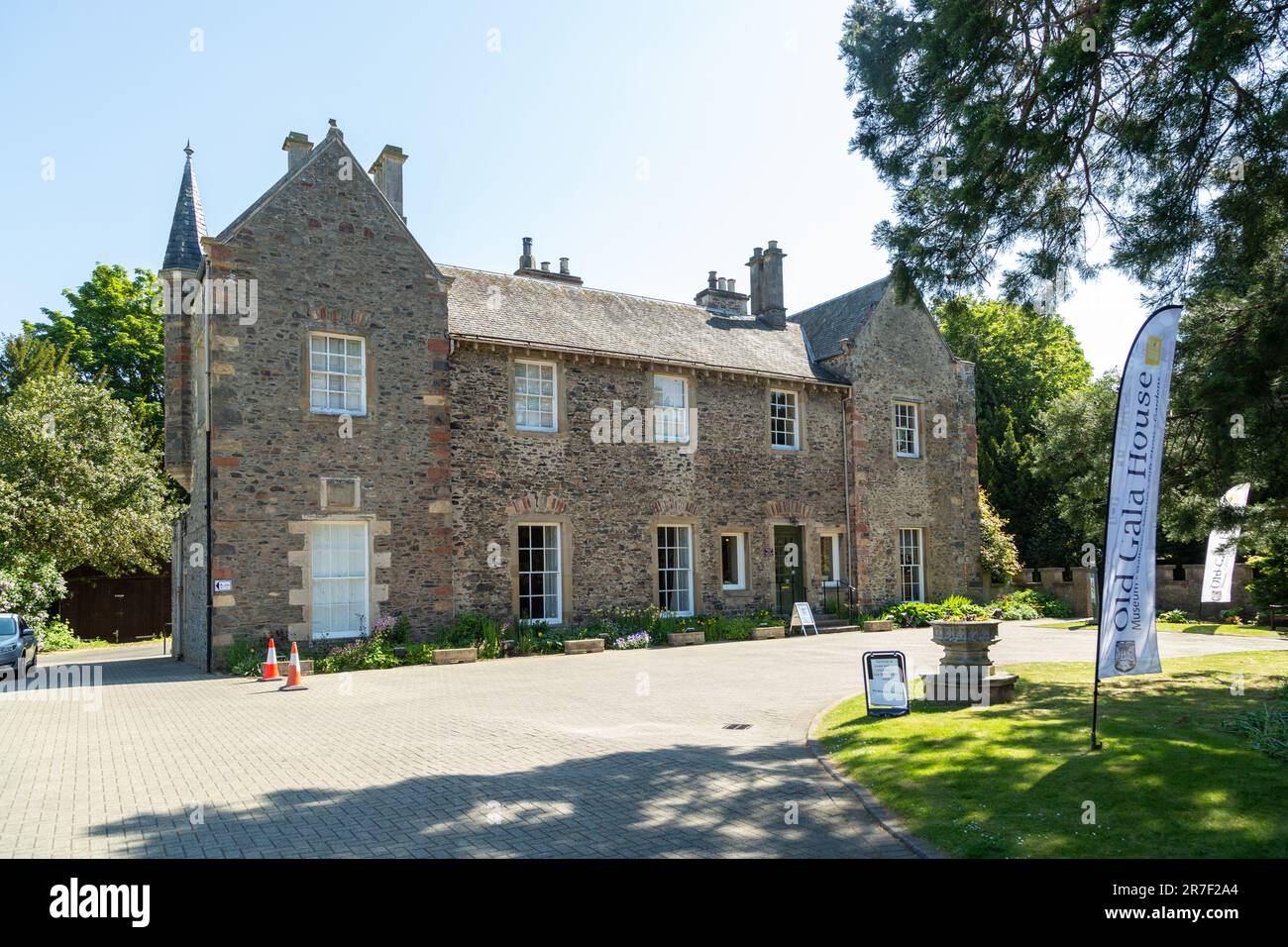Old Gala House is a museum and conference centre the building was originally built as a tower house in 1457 by the Hoppringill family Stock Photo