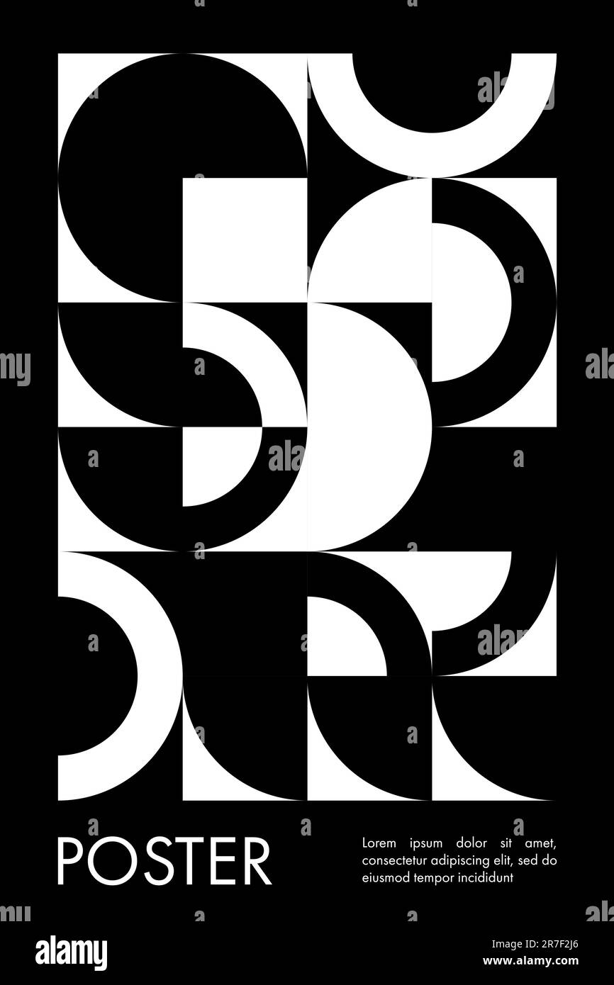 Bauhaus Monochrome Poster With Geometric Pattern. Vector Illustration Stock Vector