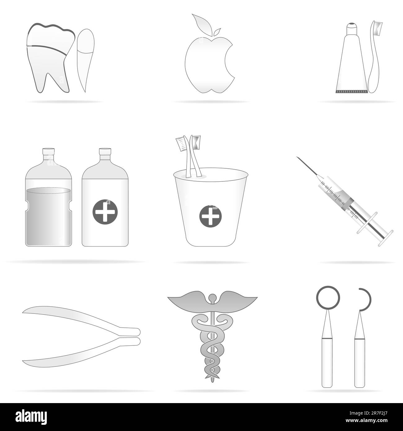 illustration of dental icons on white background Stock Vector Image ...