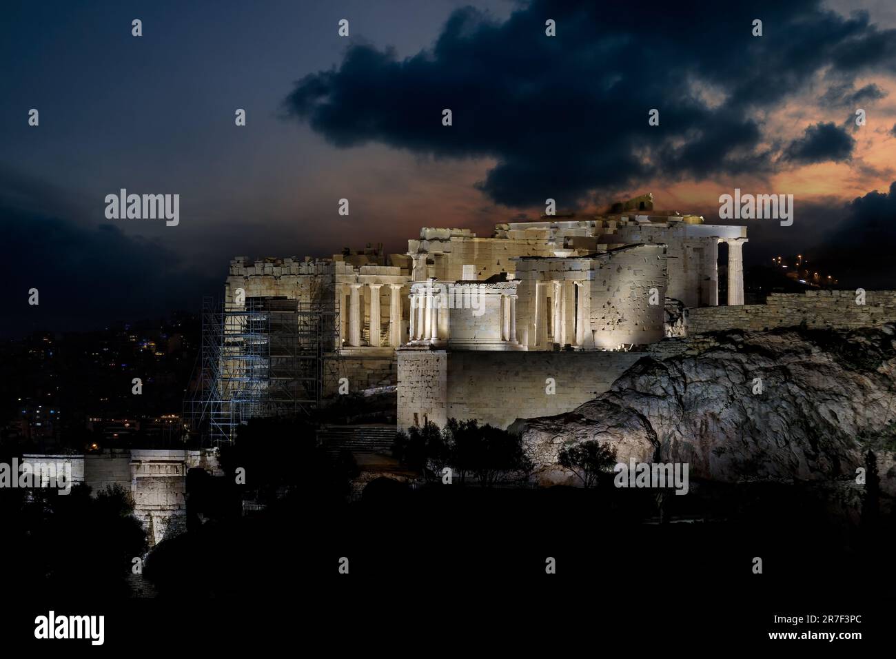 Acropolis With Propylaea And Temple of Athena Nike Stock Photo
