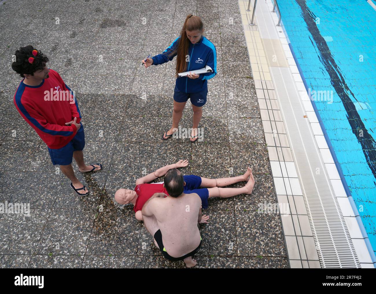 14 June 2023, Berlin Diana Reimann, pool attendant, and lifeguard
