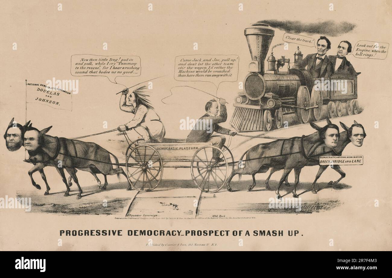 Progressive Democracy - Prospect of a Smash Up 1860 Stock Photo