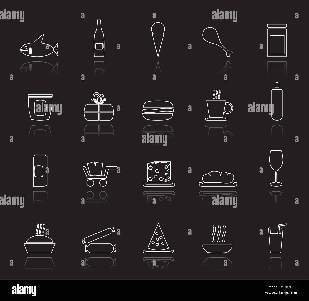 Shop and Foods Icons - Vector Icon Set Stock Vector