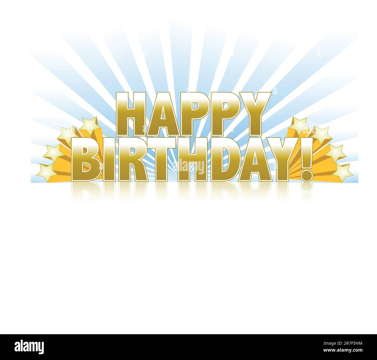 Happy birthday logo sign with golden stars and rays of light Stock Vector